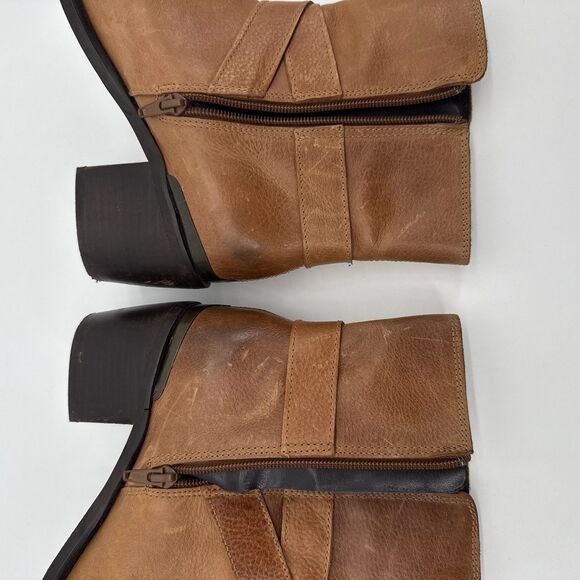 Ten Points Brown Tan Distressed Leather Ankle Boots Lined Size EU 40 - Picture 9 of 14